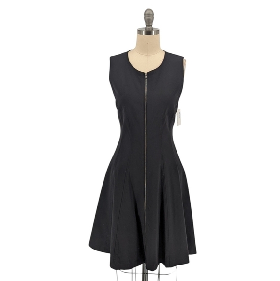 Theory Zip Front A Line Dress Black 6 preppy minimalist Business casual classic - Picture 1 of 6